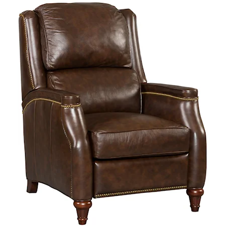 Transitional High Leg Recliner with Nailhead Trim